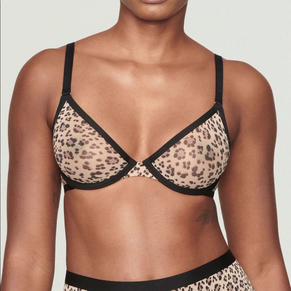 Cuup bra 34H 34 DDDDD 5D plunge leopard new mesh